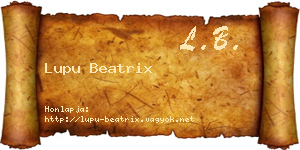 Lupu Beatrix névjegykártya
